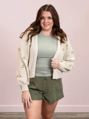 DEX | Airy Embroidered Cardigan | Natural