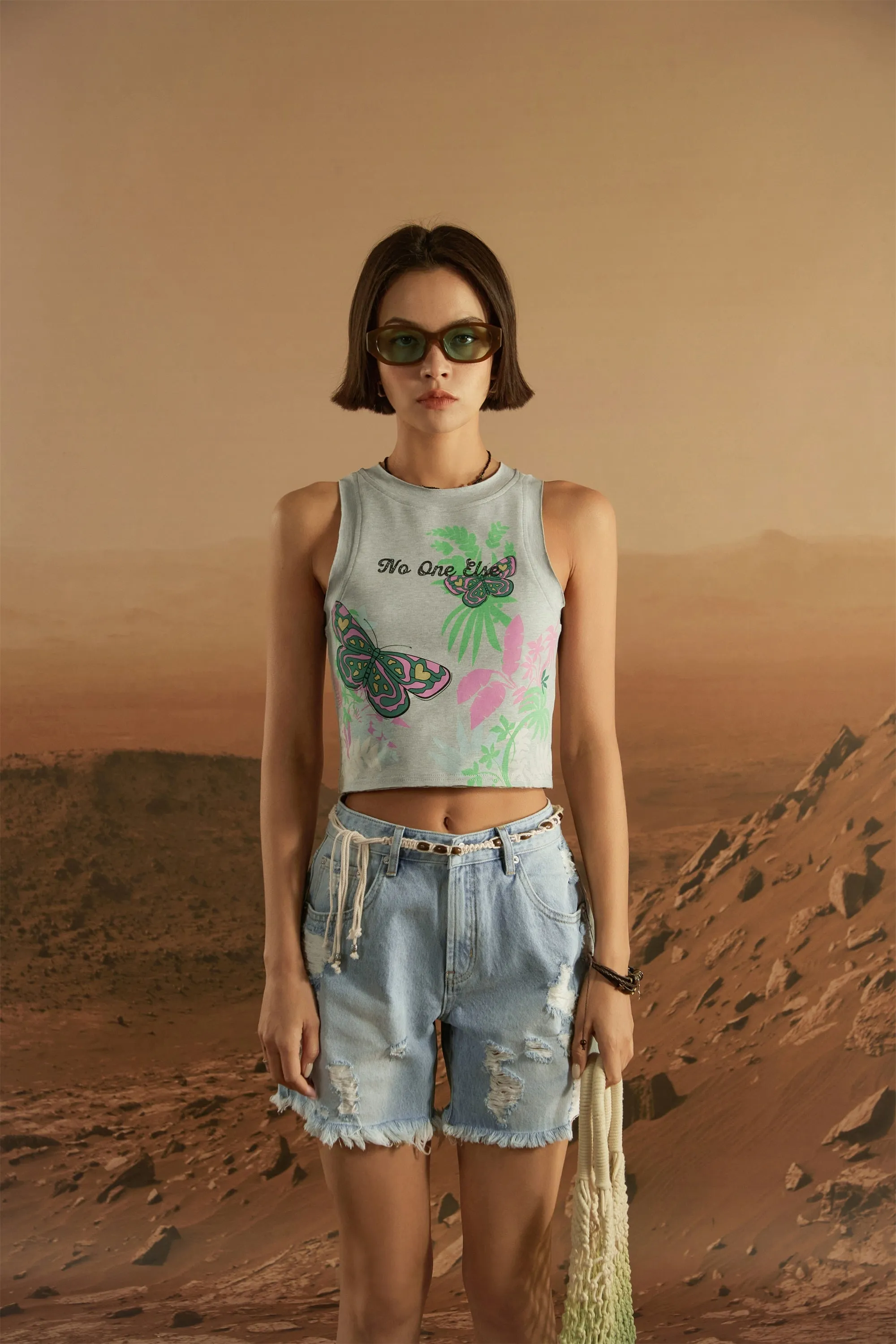 Distressed Denim Shorts