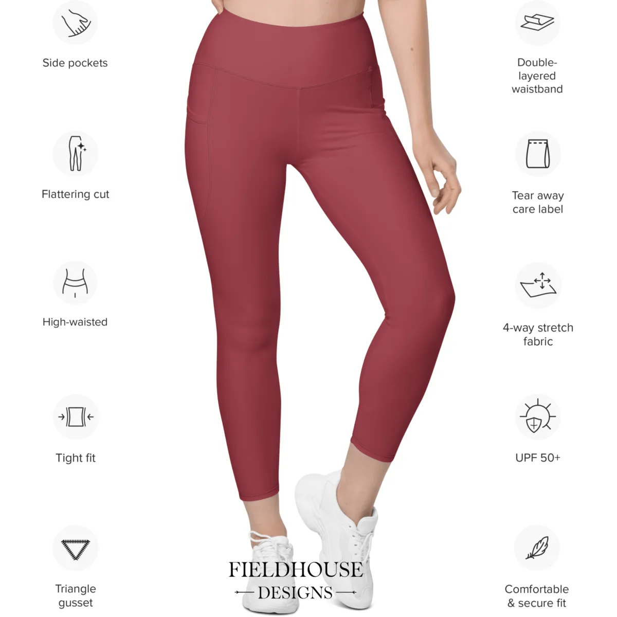 Eco-friendly Pocket Leggings for Women | 2XS-6XL | Sustainable Activewear | Fall Scarlet