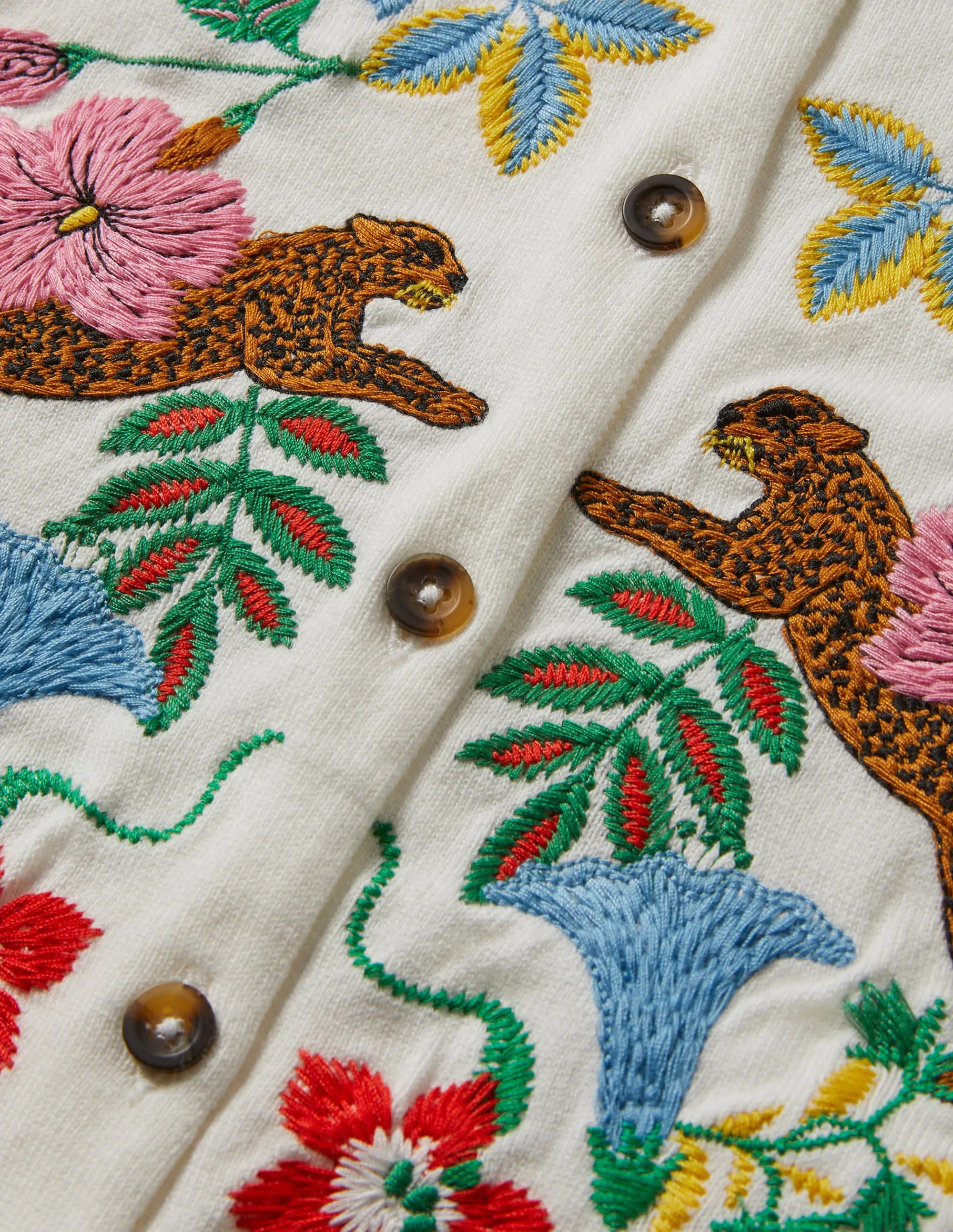 Embroidered Blouson Cardigan-Ivory