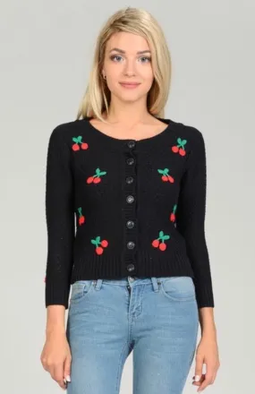 Embroidered Cherry Cardigan