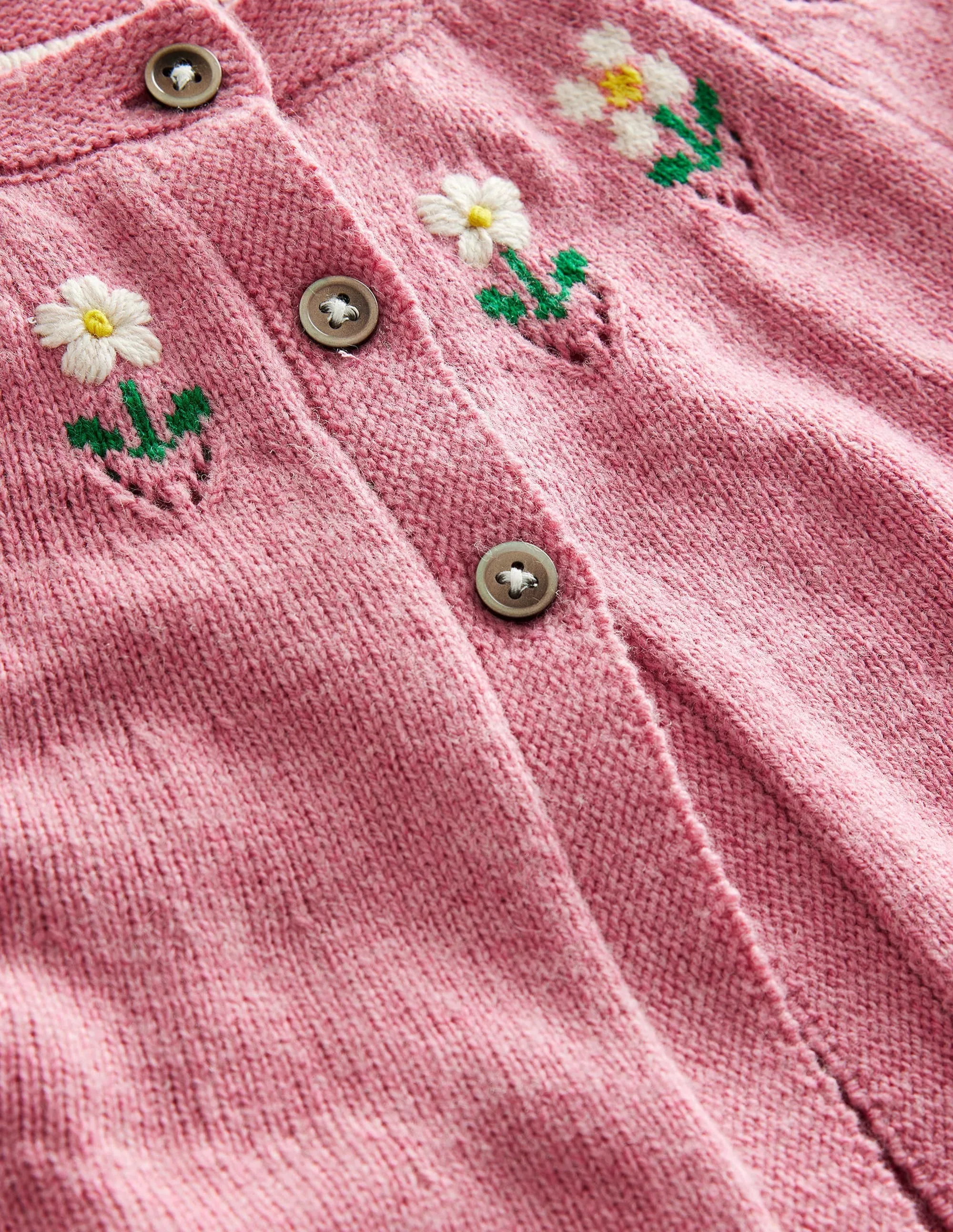 Embroidered Flower Cardigan-Almond Pink Marl
