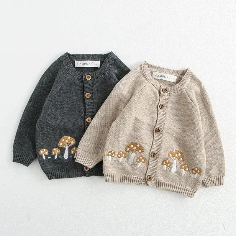 Embroidered Mushroom Cardigan