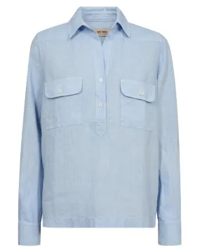 Enna Linen Pocket Blouse Skyway