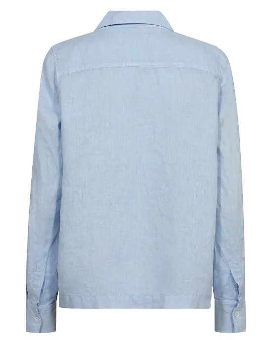 Enna Linen Pocket Blouse Skyway