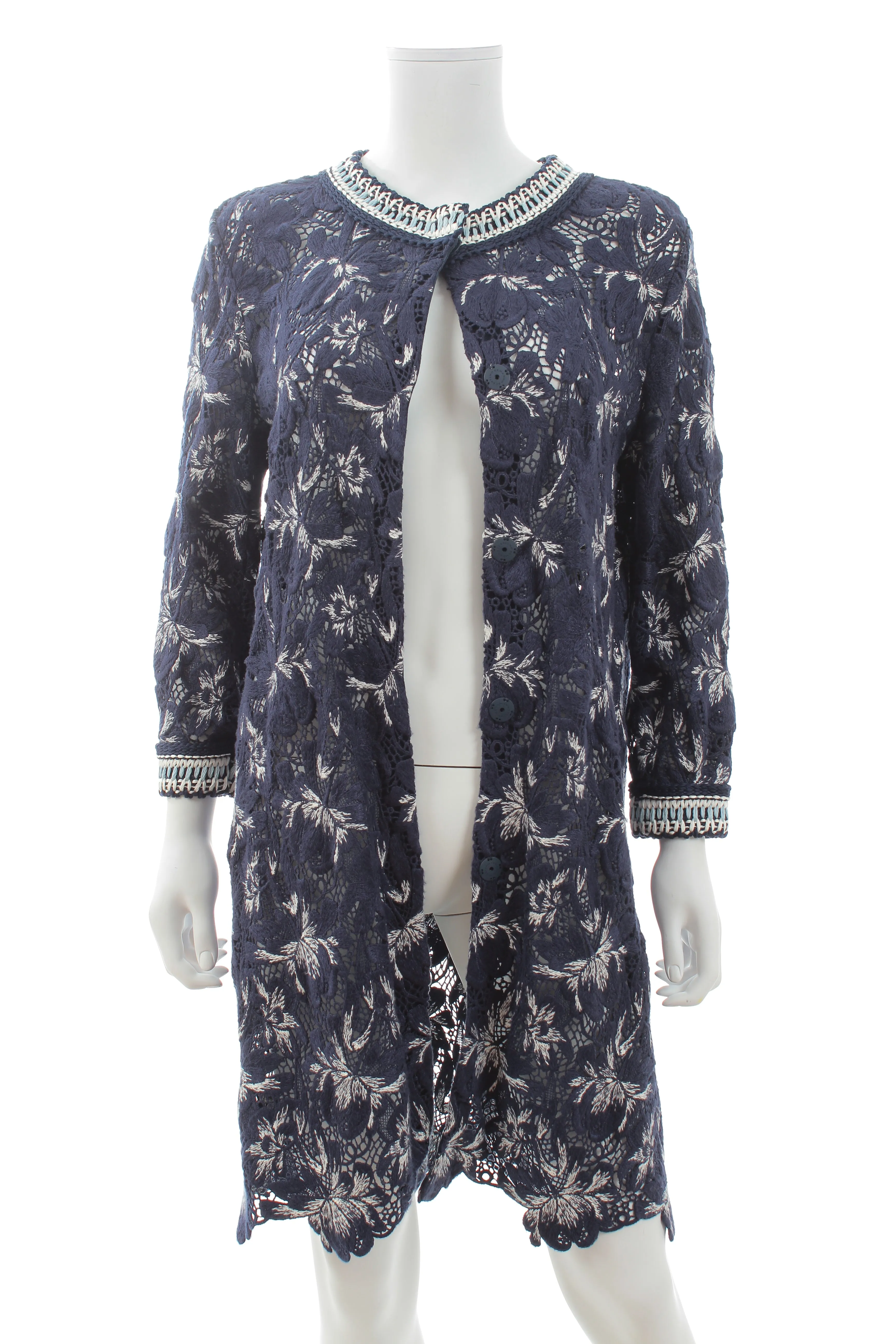Ermanno Scervino Embroidered Crochet Knit Cardigan