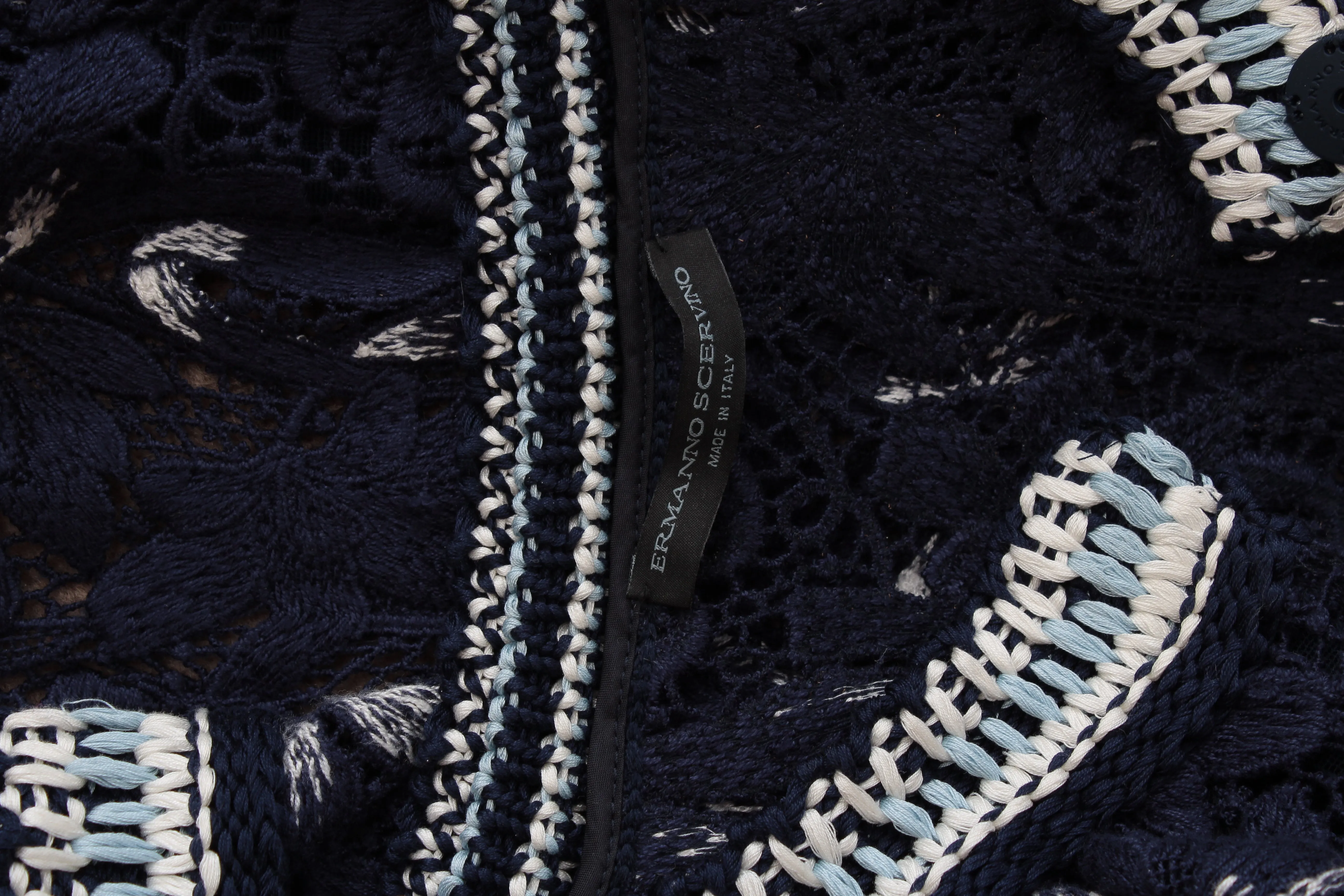 Ermanno Scervino Embroidered Crochet Knit Cardigan