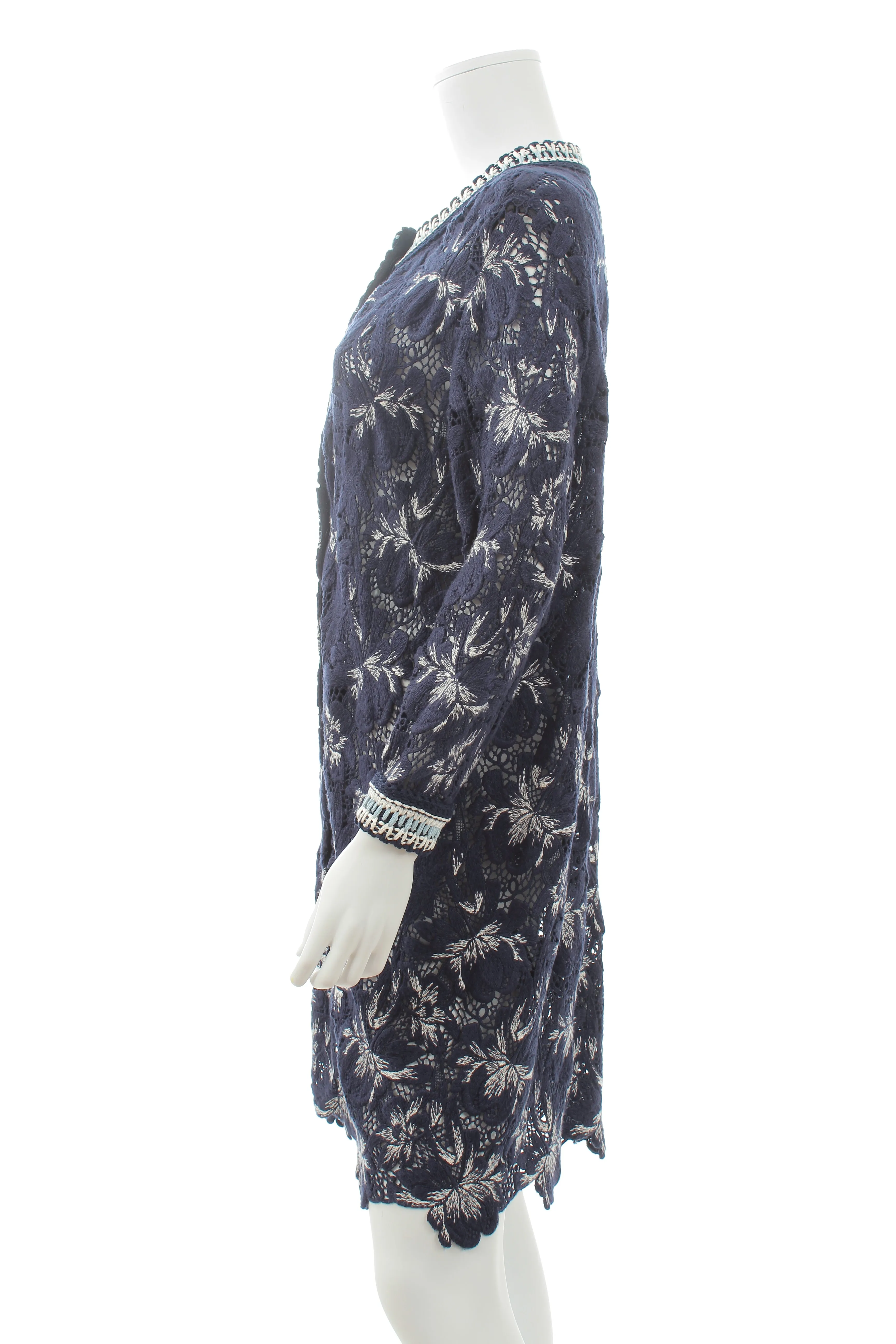 Ermanno Scervino Embroidered Crochet Knit Cardigan