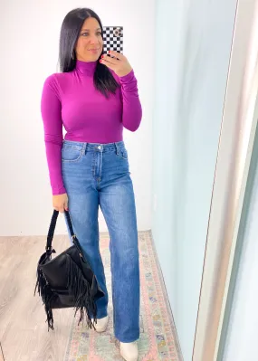 'Fairy Dust' Light Plum Ultra Soft Mock Neck Bodysuit