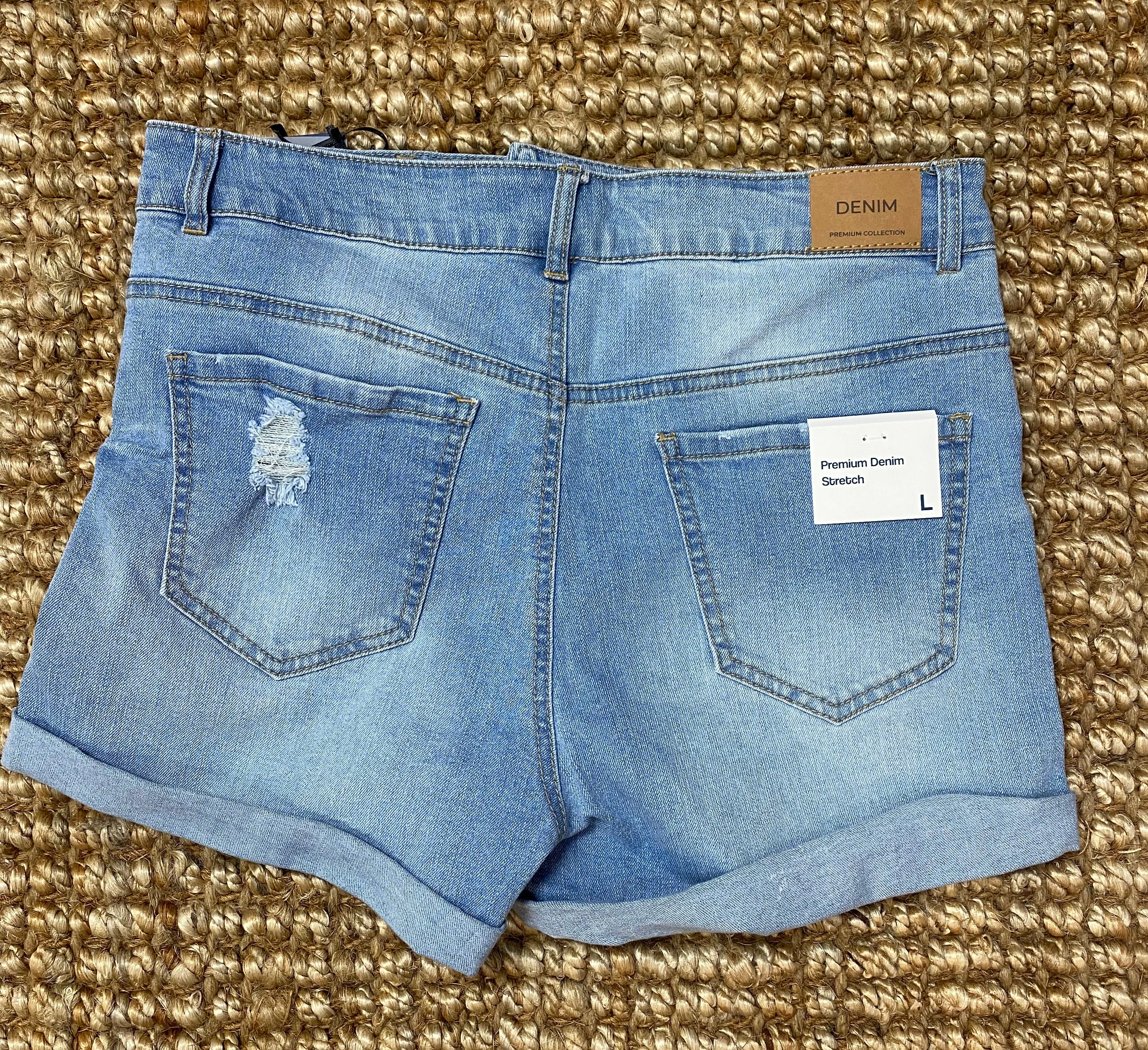 Felicia Light Blue Semi Distressed High Waisted Shorts