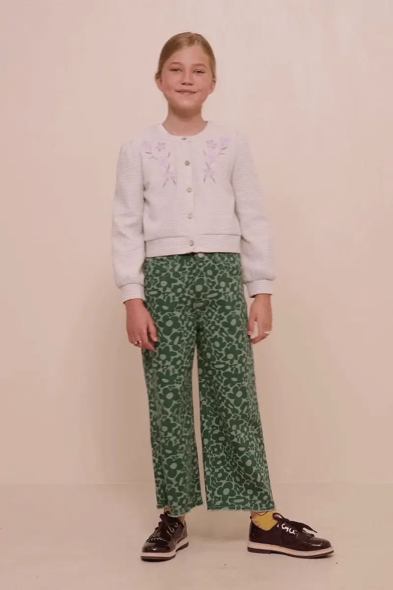 Floral Embroidered Textured Knit Cardigan