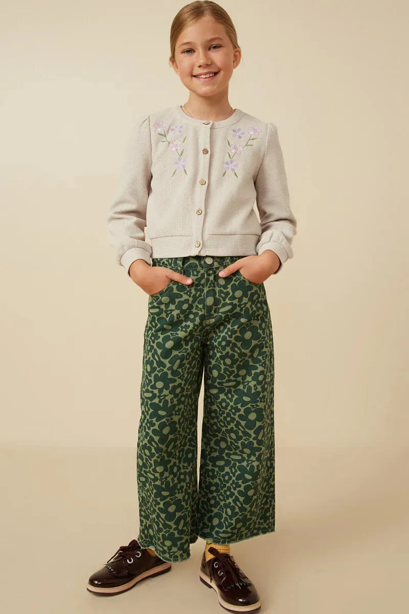 Floral Embroidered Textured Knit Cardigan