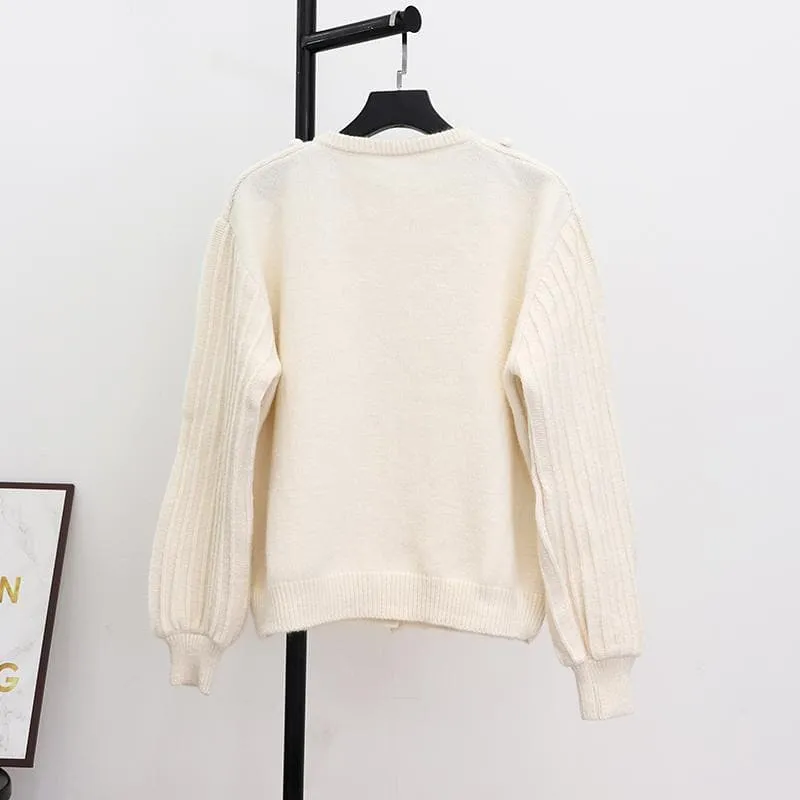 Flower Embroidered Knitted Cardigan