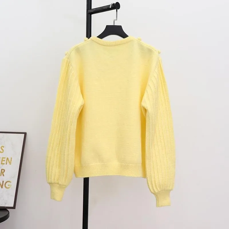 Flower Embroidered Knitted Cardigan