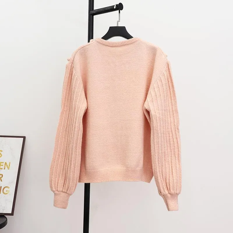 Flower Embroidered Knitted Cardigan