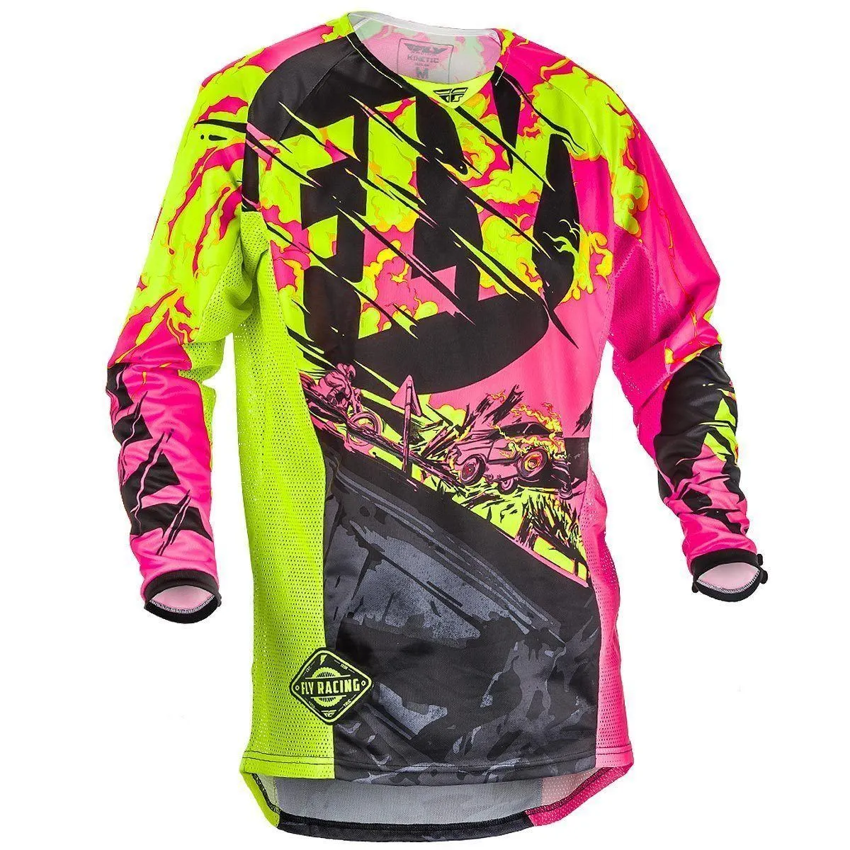 Fly Racing Kinetic Outlaw Men's Black/Neon Pink/Hi-Viz Yellow Motocross Jersey