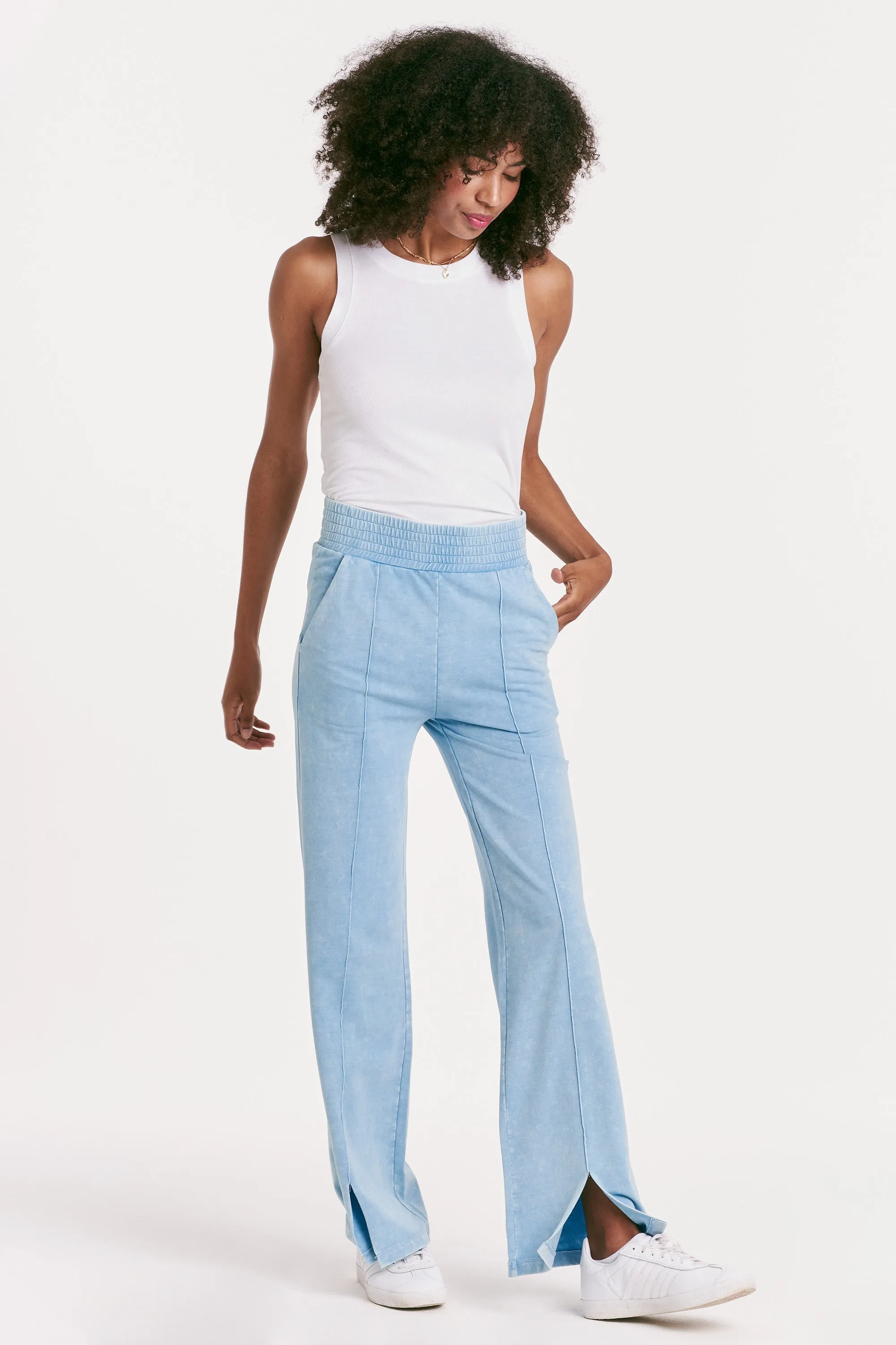 FRANCINE SWEATPANT DUSTY BLUE VINTAGE WASHED