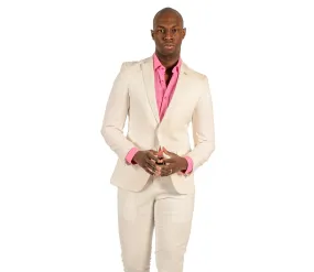 Giovanni Testi 2 button stretch White Travel Suit GTRVL2N-5509 WHITE-WHITE