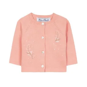 Girls Embroidered Peony Cardigan
