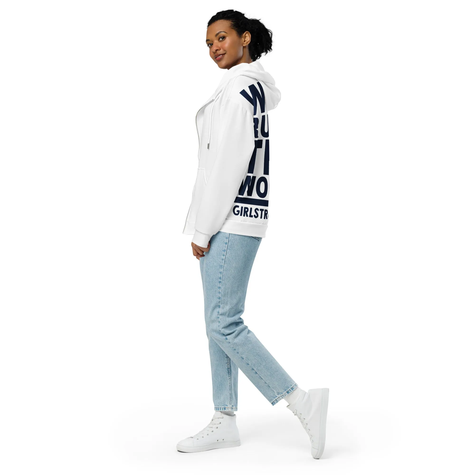 GS GRAPHIX ZIP HOODIE WHITE - WHO RUNS THE WORLD