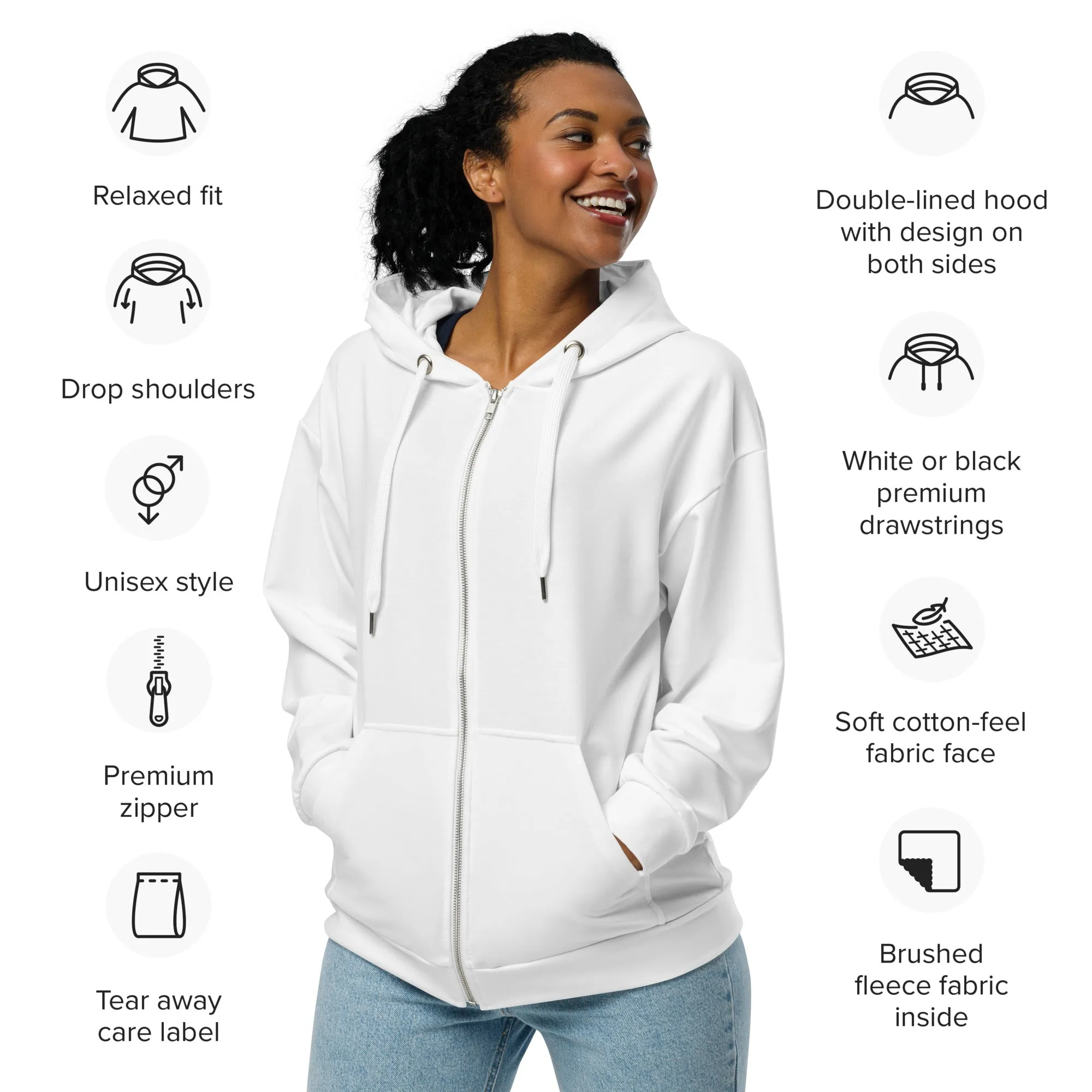 GS GRAPHIX ZIP HOODIE WHITE - WHO RUNS THE WORLD