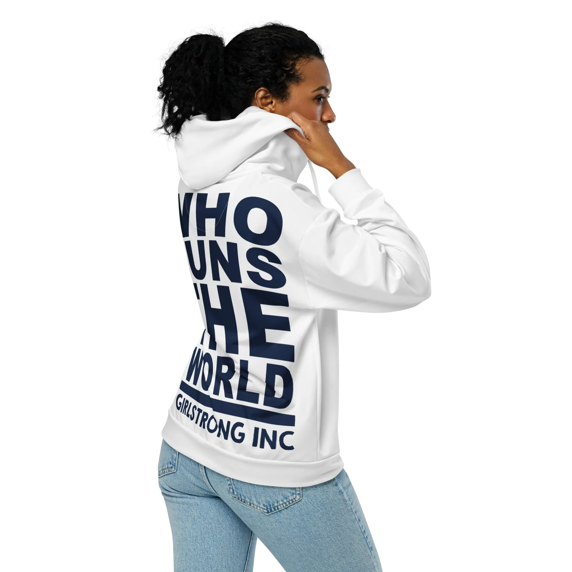 GS GRAPHIX ZIP HOODIE WHITE - WHO RUNS THE WORLD