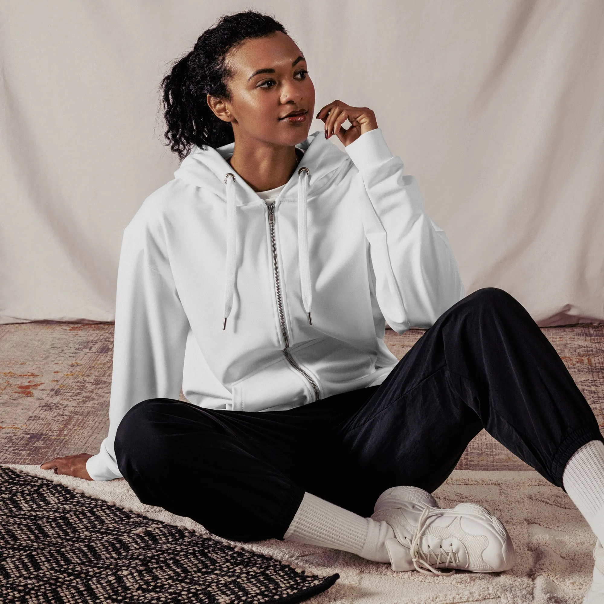 GS GRAPHIX ZIP HOODIE WHITE - YOU CAN CHANGE THE WORLD, GIRL!