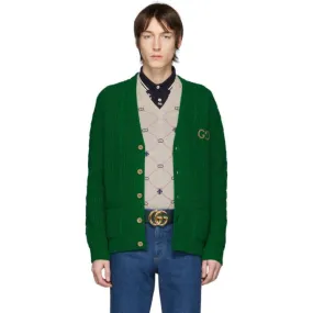 Gucci Green Wool GG Cardigan
