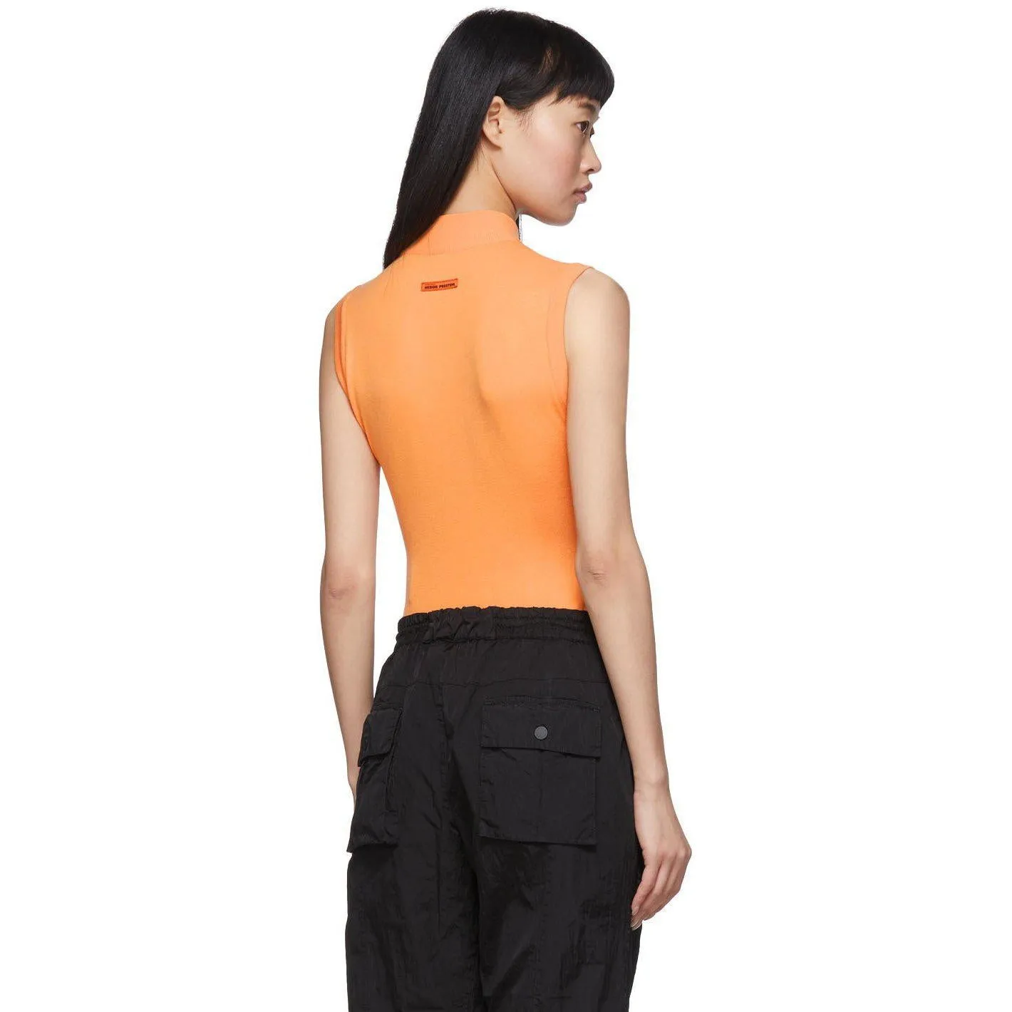 Heron Preston Orange 'Style' Mock Neck Bodysuit