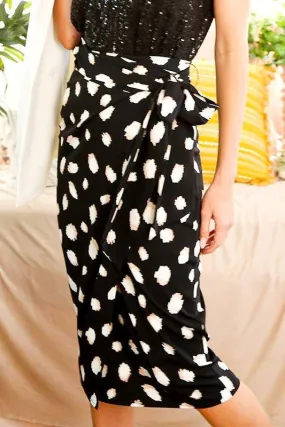 High Waist Printed Wrap Skirt