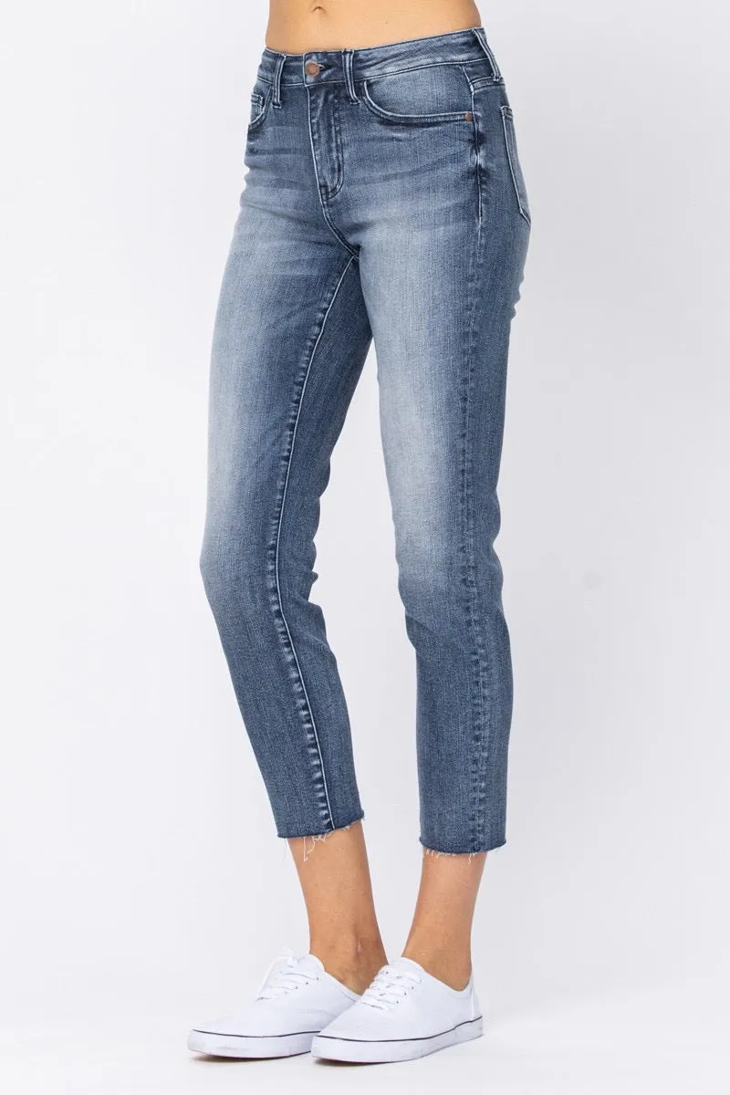 High Waist Raw Hem Relaxed Fit JB71