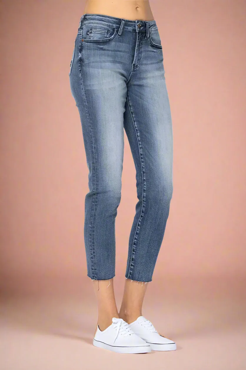 High Waist Raw Hem Relaxed Fit JB71