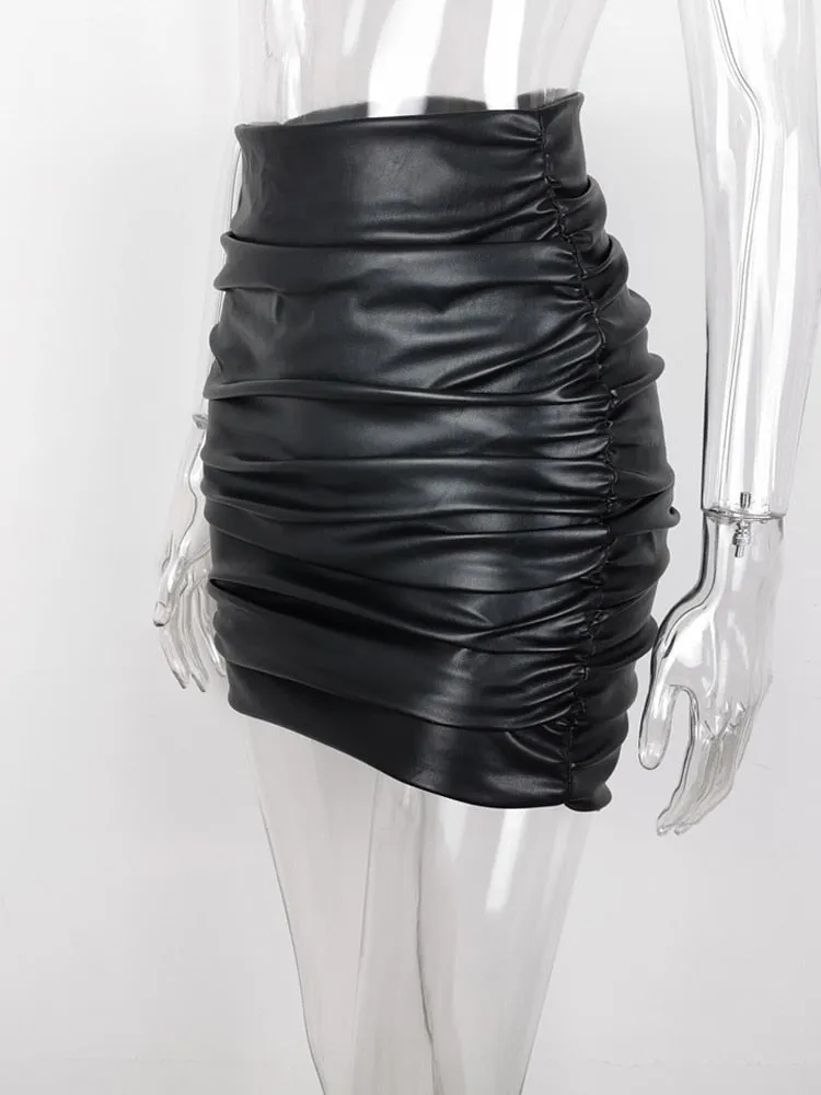 High Waist Ruched Mini Skirt