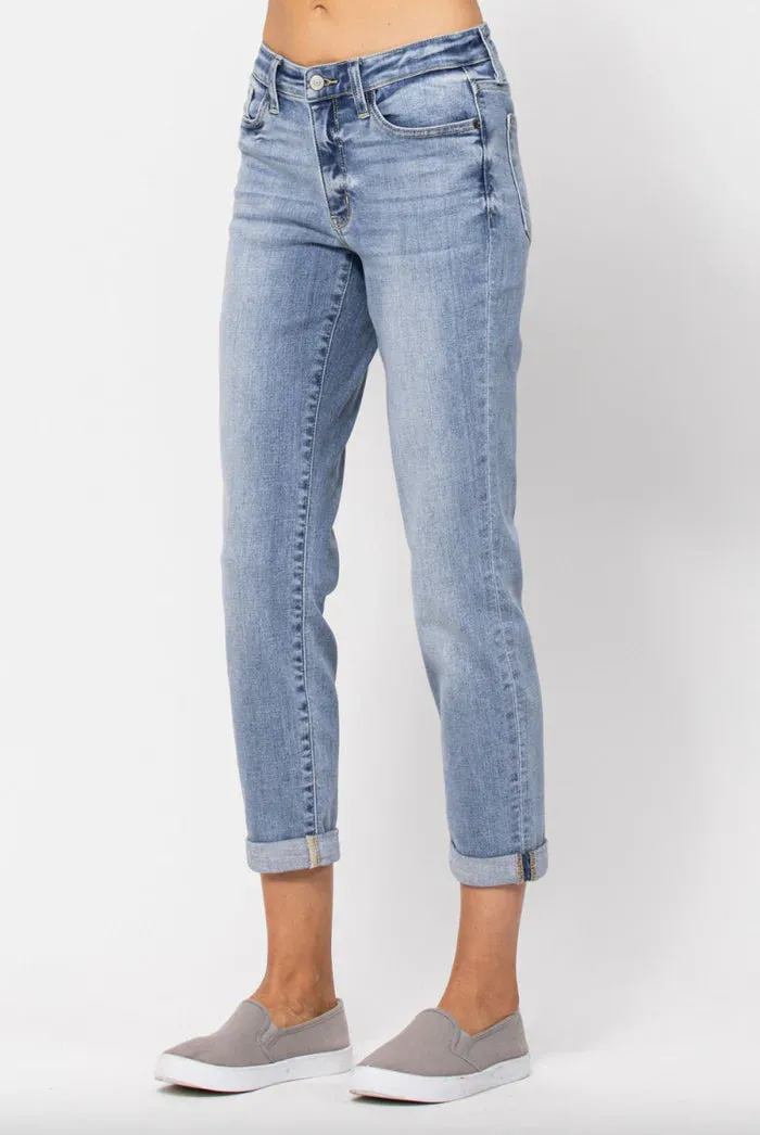 Jenni Core Midrise Bleach Wash Boyfriend Jean