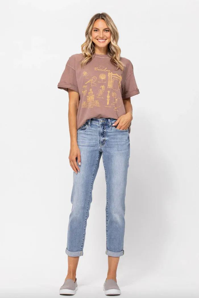 Jenni Core Midrise Bleach Wash Boyfriend Jean