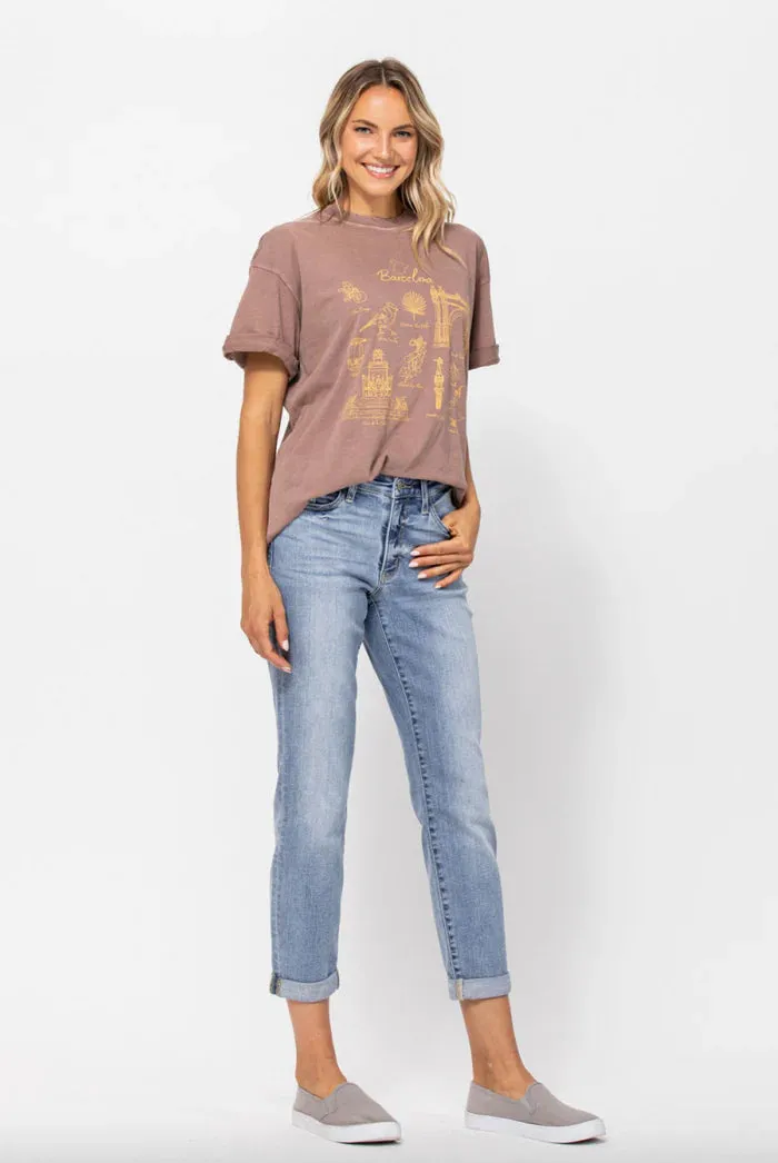 Jenni Core Midrise Bleach Wash Boyfriend Jean