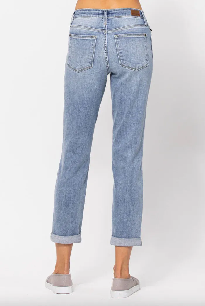 Jenni Core Midrise Bleach Wash Boyfriend Jean