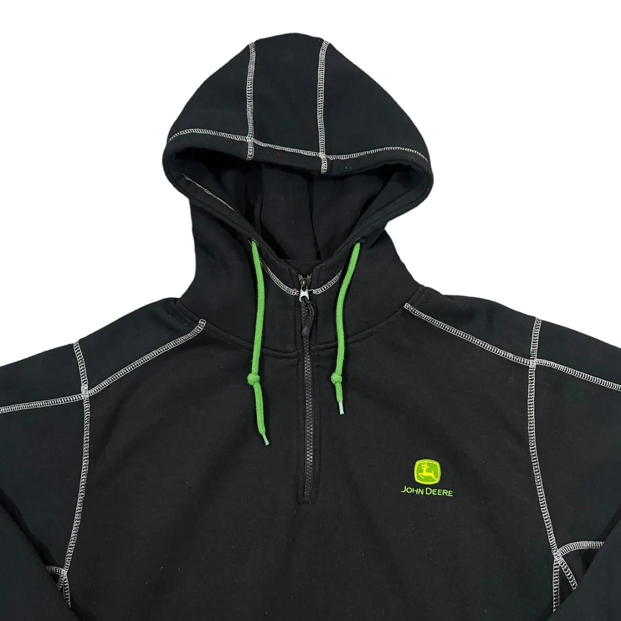 JOHN DEERE Classic Embroidered Mini Logo 1/4 Zip Pullover Hoodie