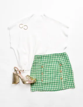JUST MY TYPE GREEN TWEED MINI SKIRT