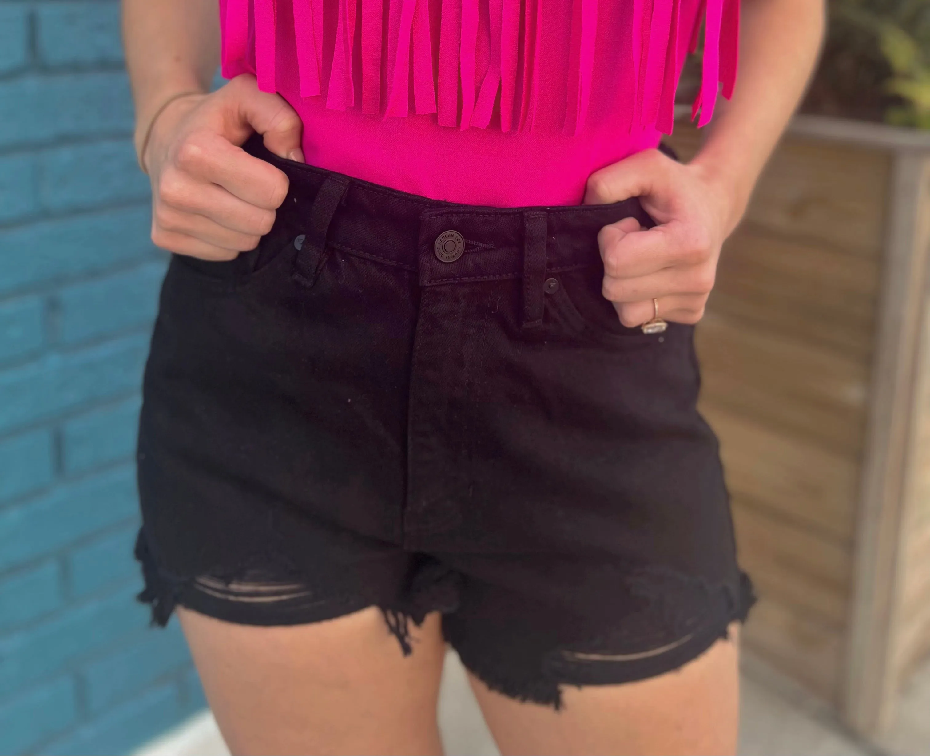 Kan Can High Rise Black Shorts