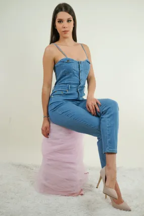 Light Wash Denim Jumpsuit
