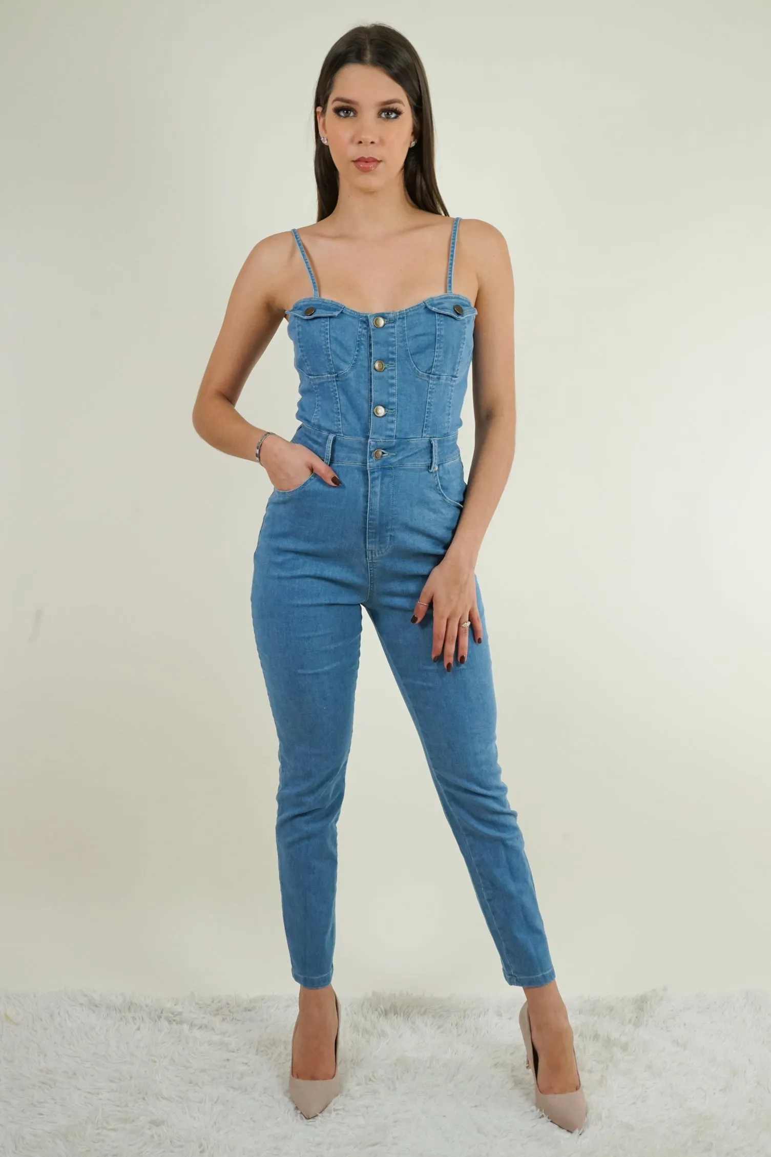 Light Wash Denim Jumpsuit
