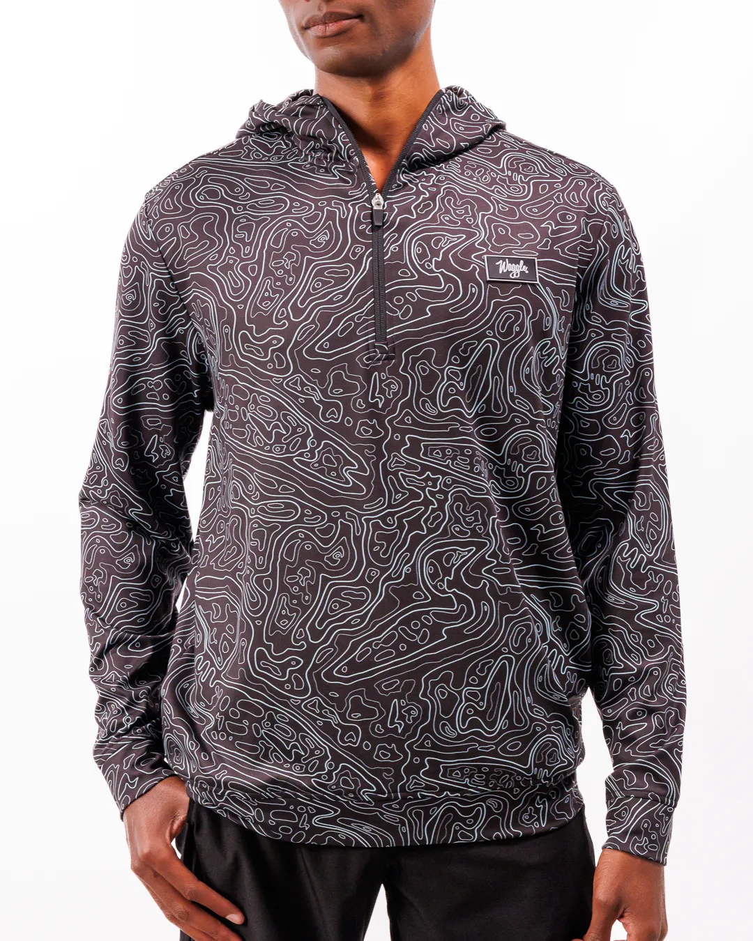 Loon Lake Topographic Men's Zip Hoodie - Black