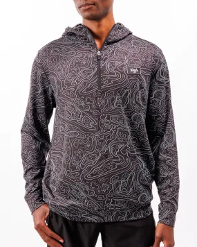 Loon Lake Topographic Men's Zip Hoodie - Black
