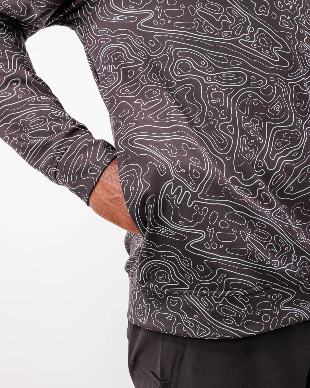 Loon Lake Topographic Men's Zip Hoodie - Black