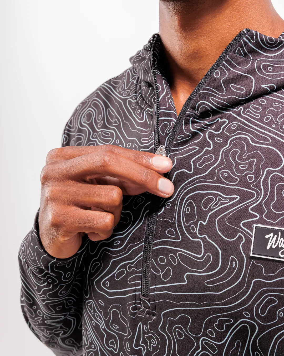 Loon Lake Topographic Men's Zip Hoodie - Black