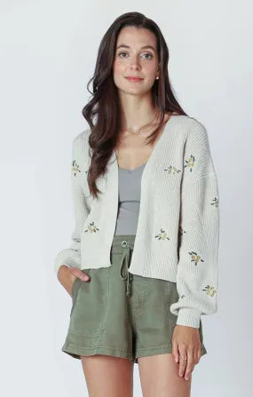 LS EMBROIDERED CARDIGAN "NATURAL"