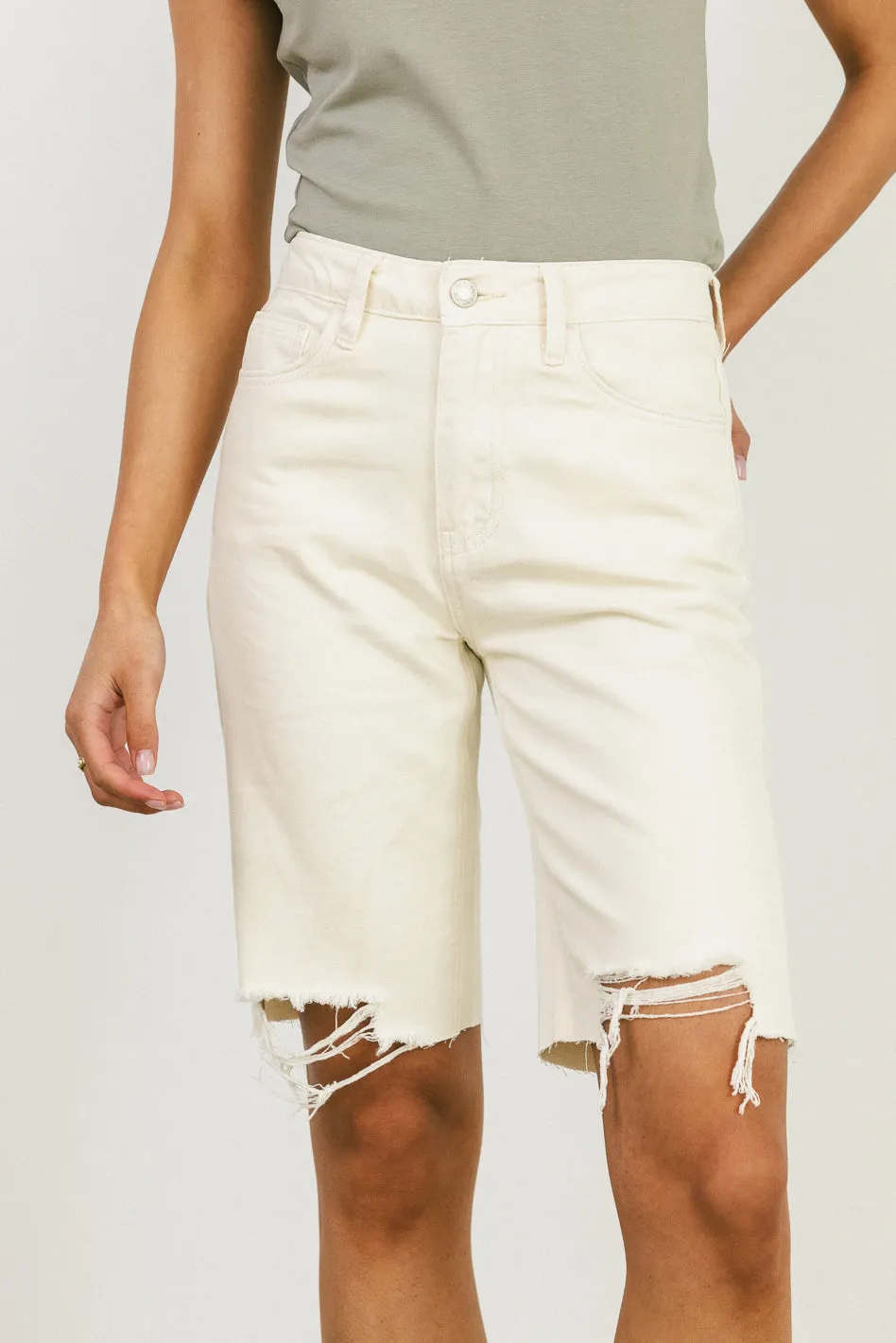 Marlene Denim Shorts in Ivory