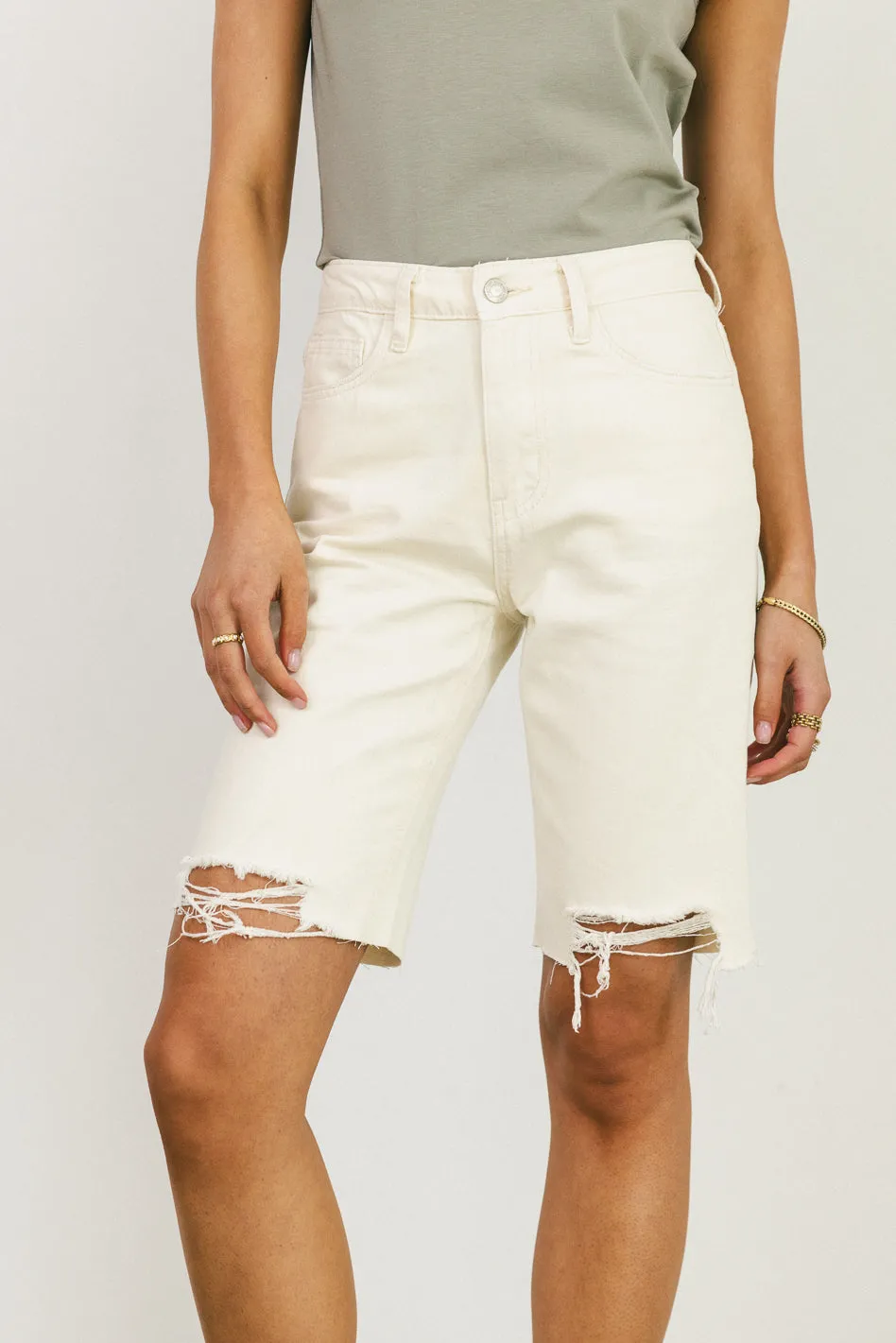 Marlene Denim Shorts in Ivory