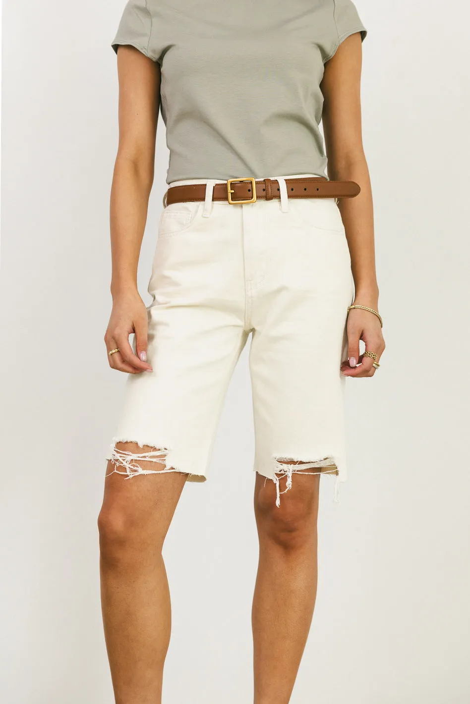 Marlene Denim Shorts in Ivory